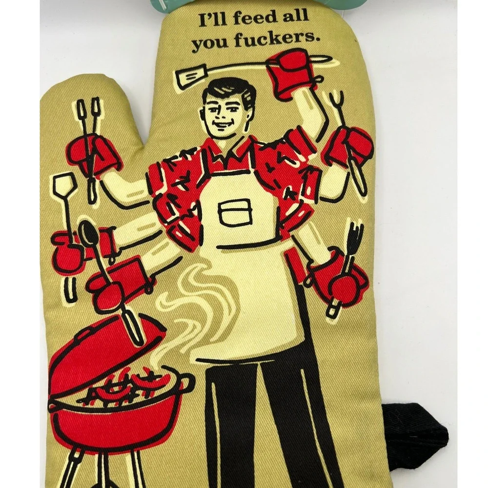 Blue Q BBQ Theme Oven Mitt NWT Retro Humor Kitsch Cottagecore